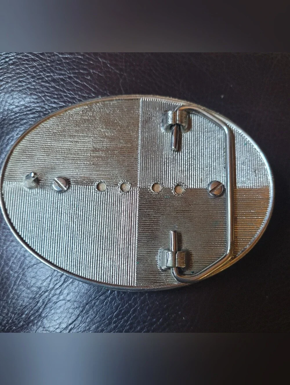 Vintage Eisenhower Silver Dollar Oval Belt Buckle